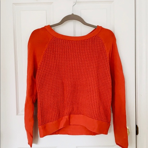 Forever21 red/ orange cotton knit long sleeve top